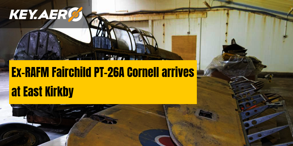 Ehemalige RAFM Fairchild PT-26A Cornell trifft in East Kirkby ein