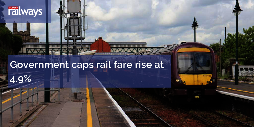 Government caps rail fare rise at 4.9%