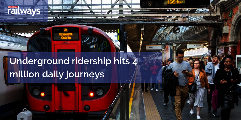 Underground ridership hits 4 million daily journeys